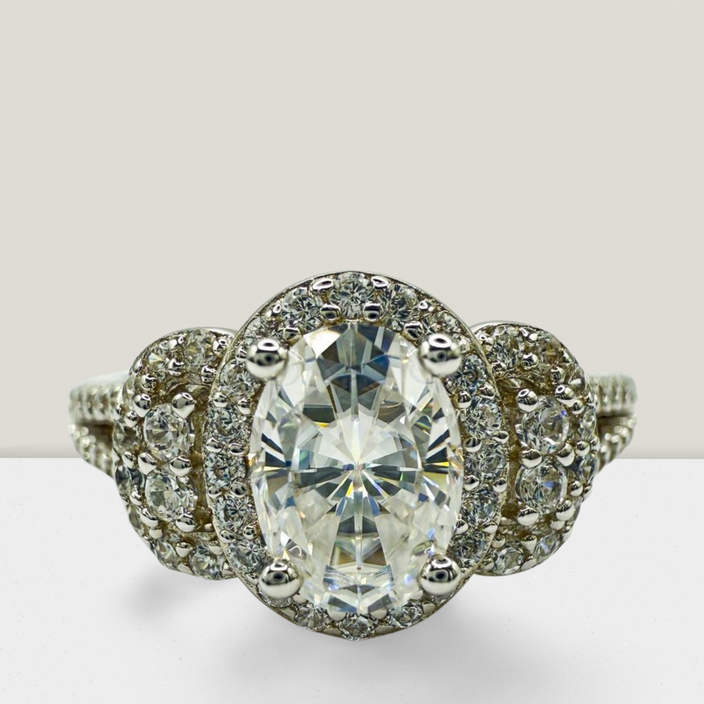 1 Carat Vintage Oval and Cluster Ring