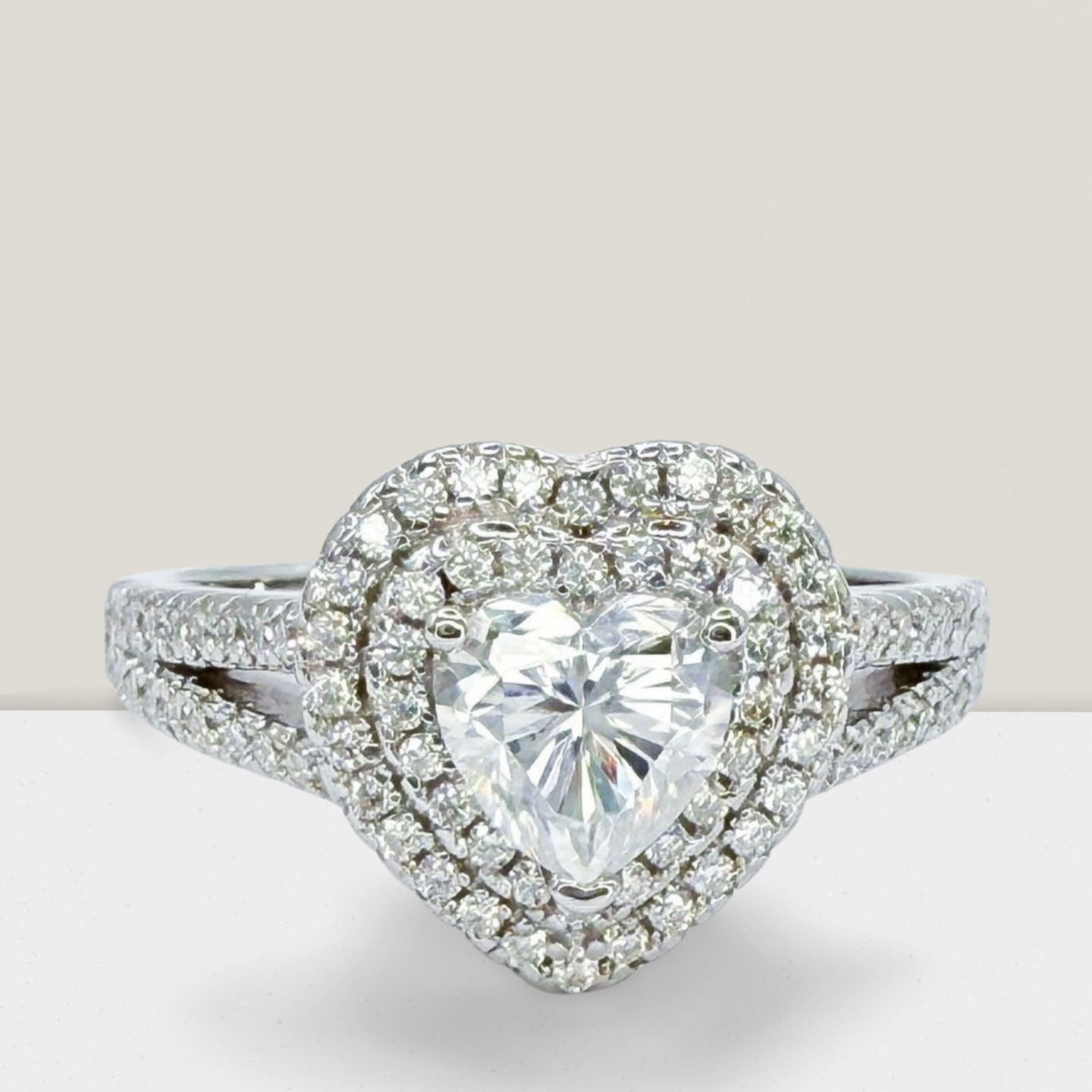 Heart Ring With Double Halo