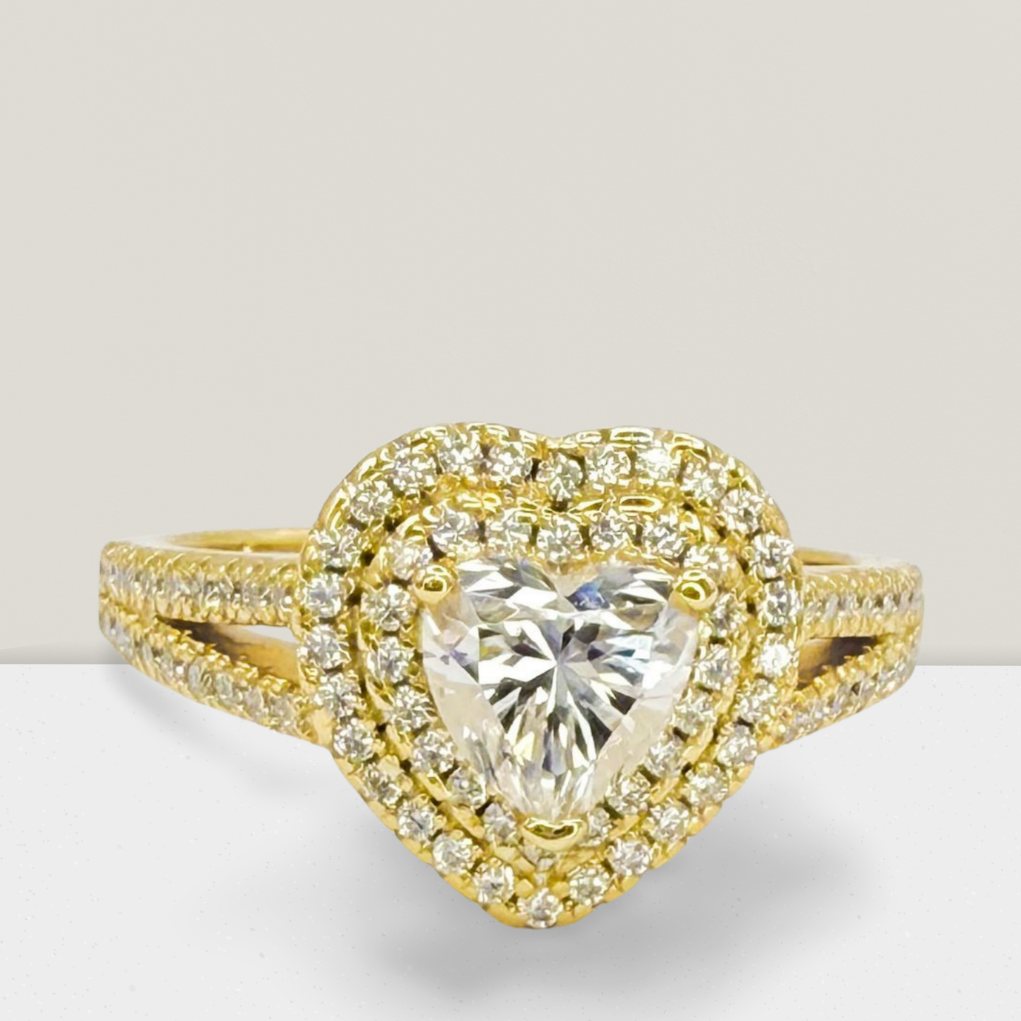 Heart Ring With Double Halo