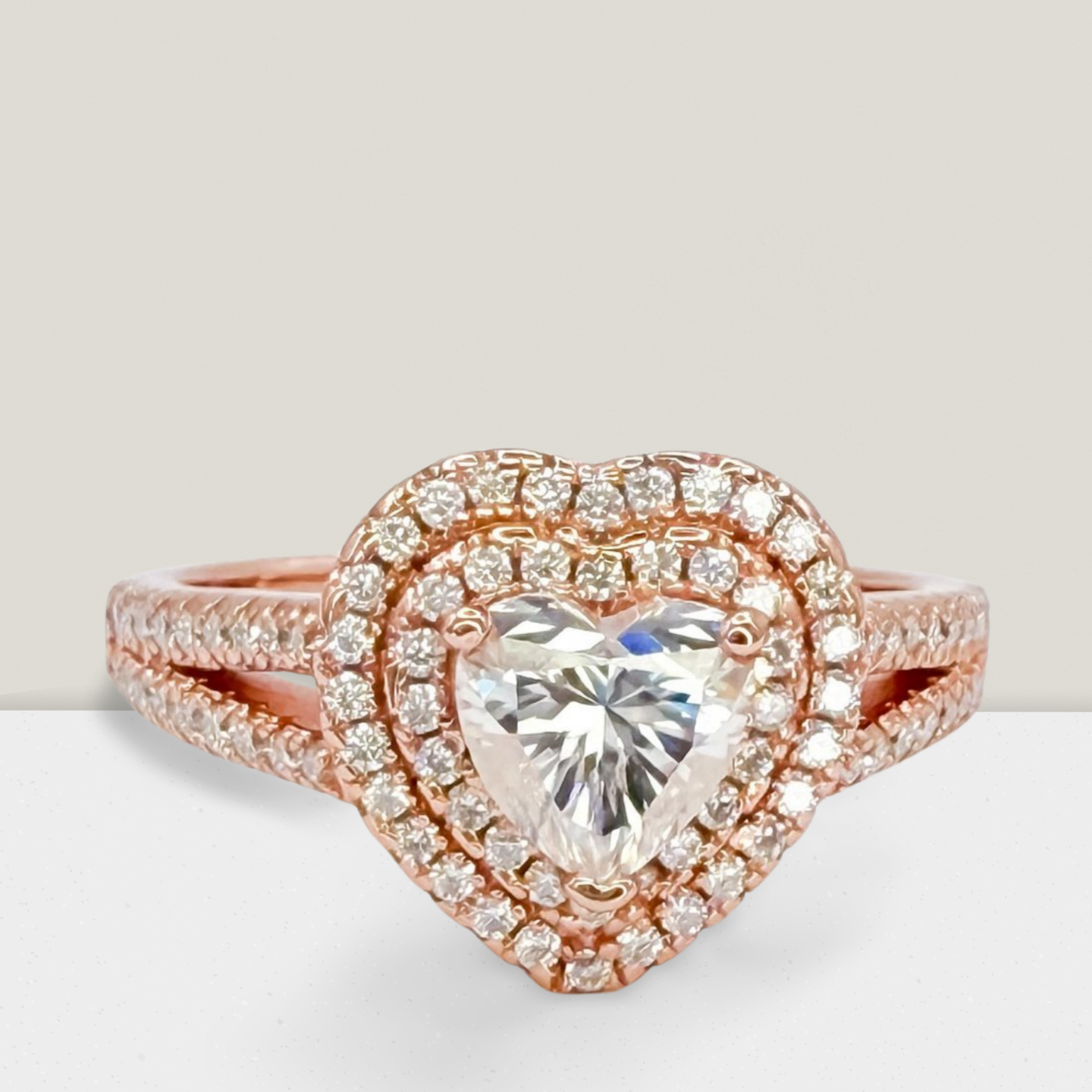 Heart Ring With Double Halo