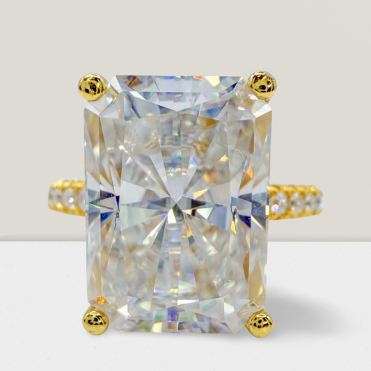 "Allie" 10 Carat 18k Gold 925 Sterling Silver Radiant Cut Ring