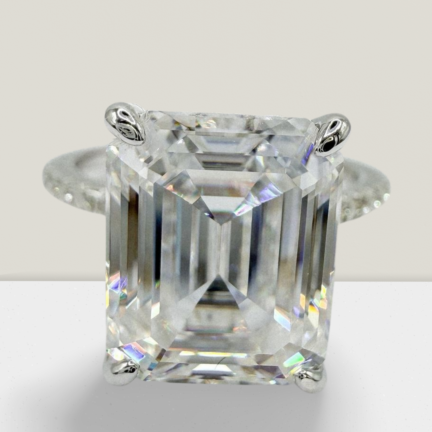 Full Moissanite 5ct Emerald Cut Ring