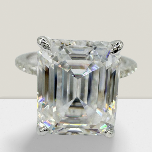 Full Moissanite 5ct Emerald Cut Ring