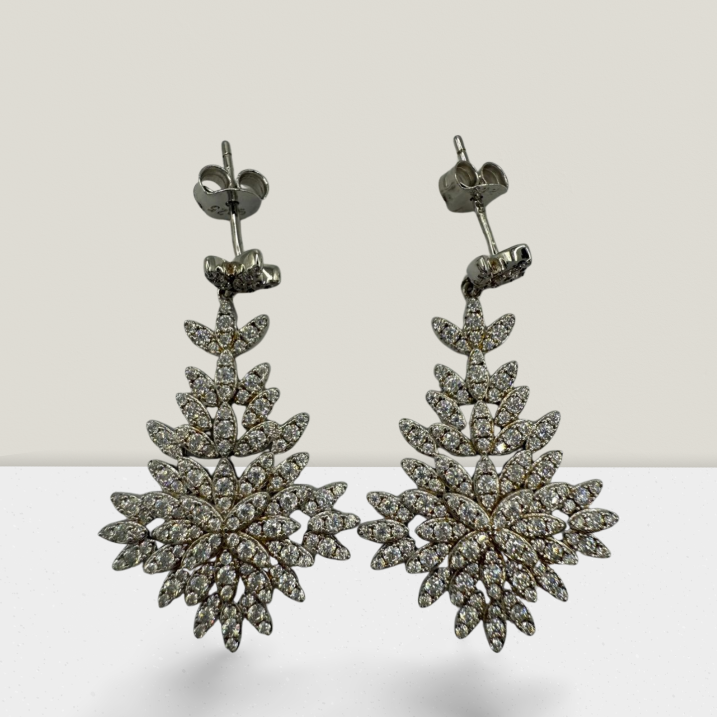 Full Moissanite 270 Stone Fancy Dangle Earrings