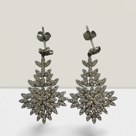 Full Moissanite 270 Stone Fancy Dangle Earrings