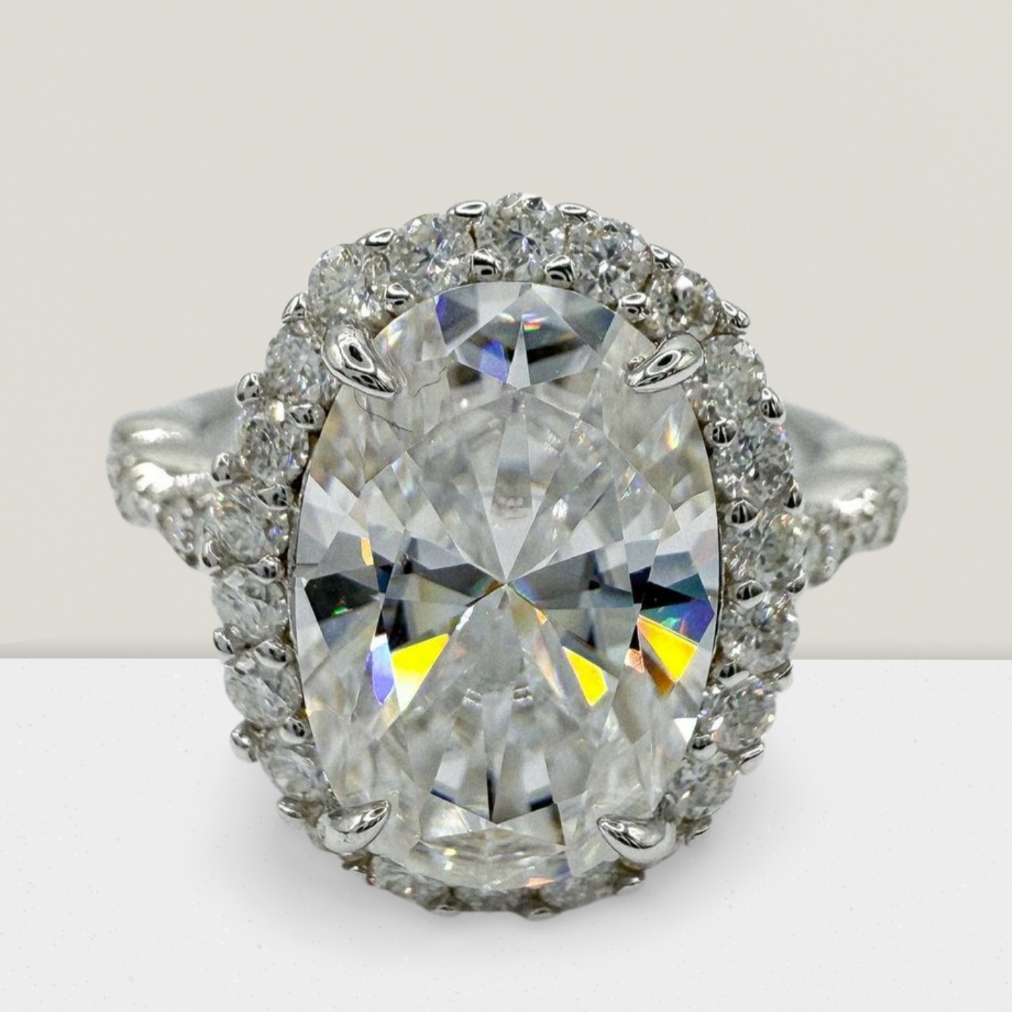 Vintage 5 Carat Oval Full Moissanite Ring