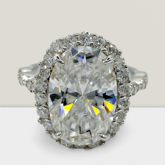 Vintage 5 Carat Oval Full Moissanite Ring