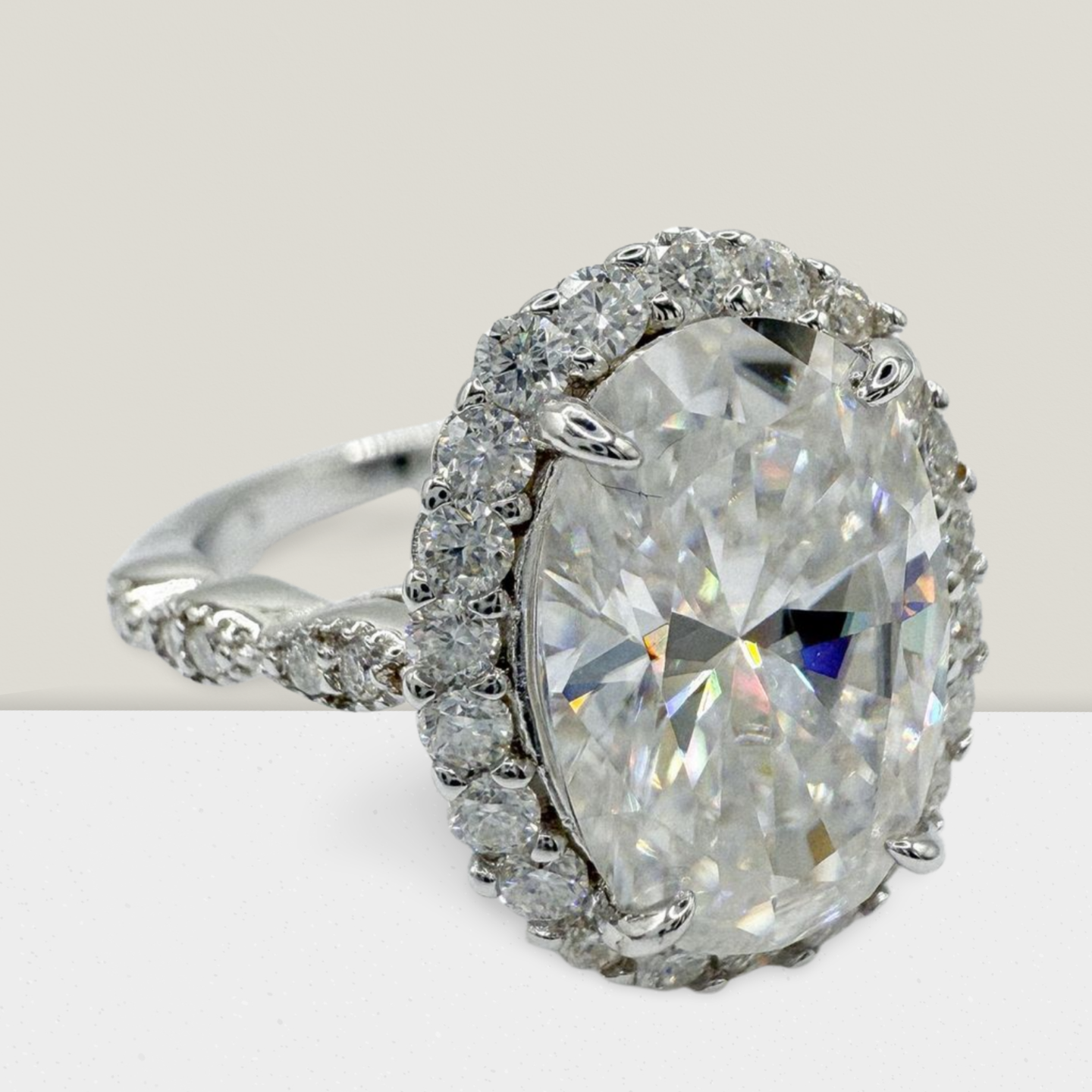 Vintage 5 Carat Oval Full Moissanite Ring