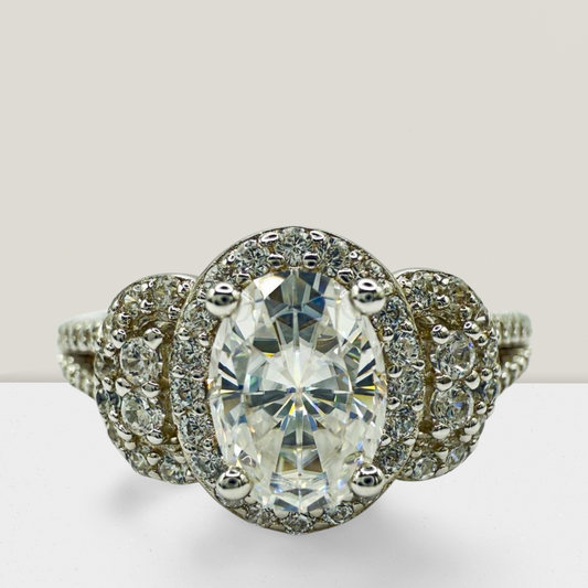 1 Carat Vintage Oval and Cluster Ring