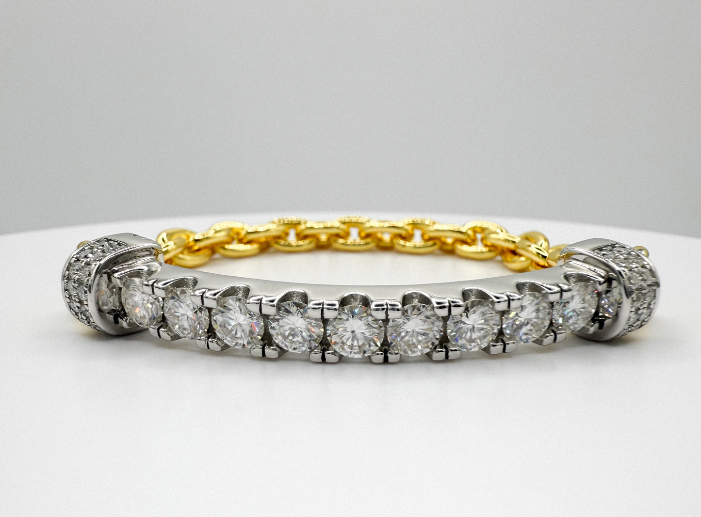 Two Tone Moissaninte Chain Bracelet