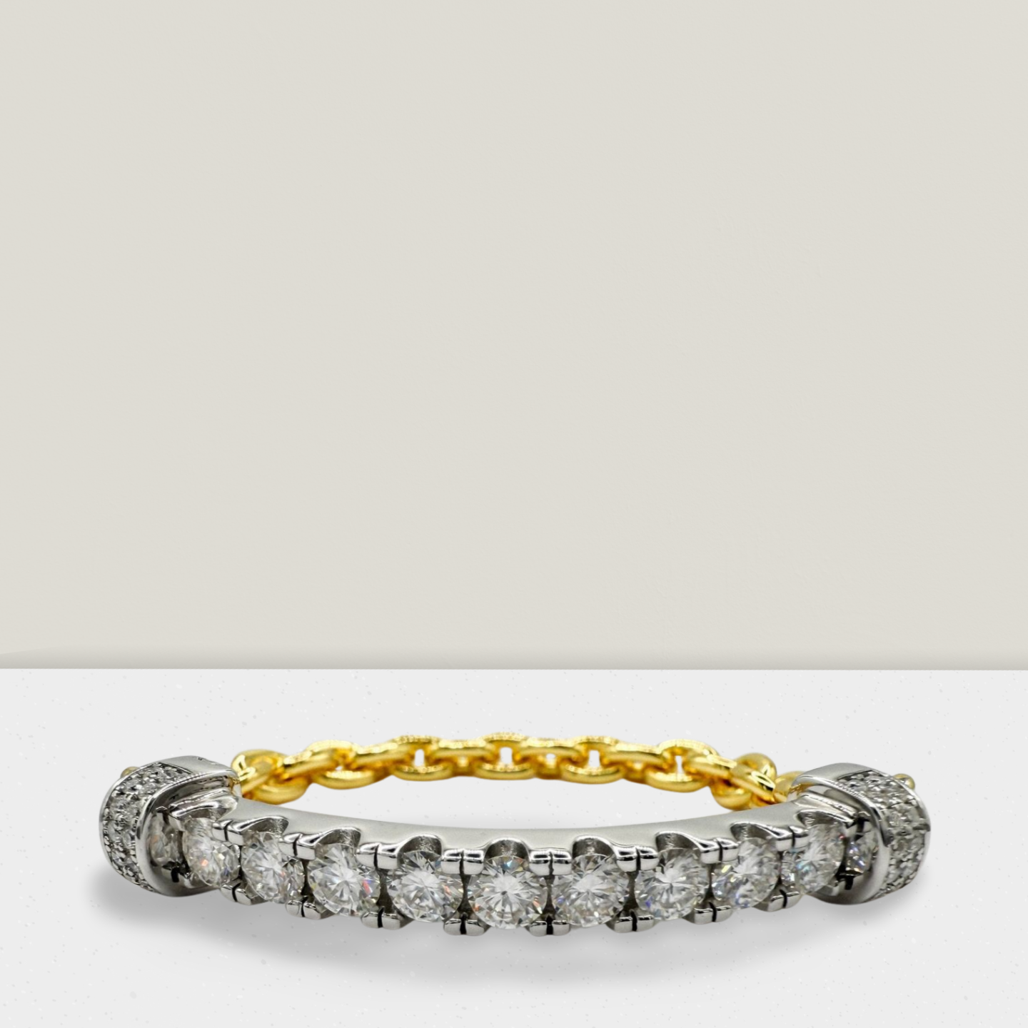 Two Tone Moissaninte Chain Bracelet