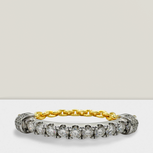 Two Tone Moissaninte Chain Bracelet