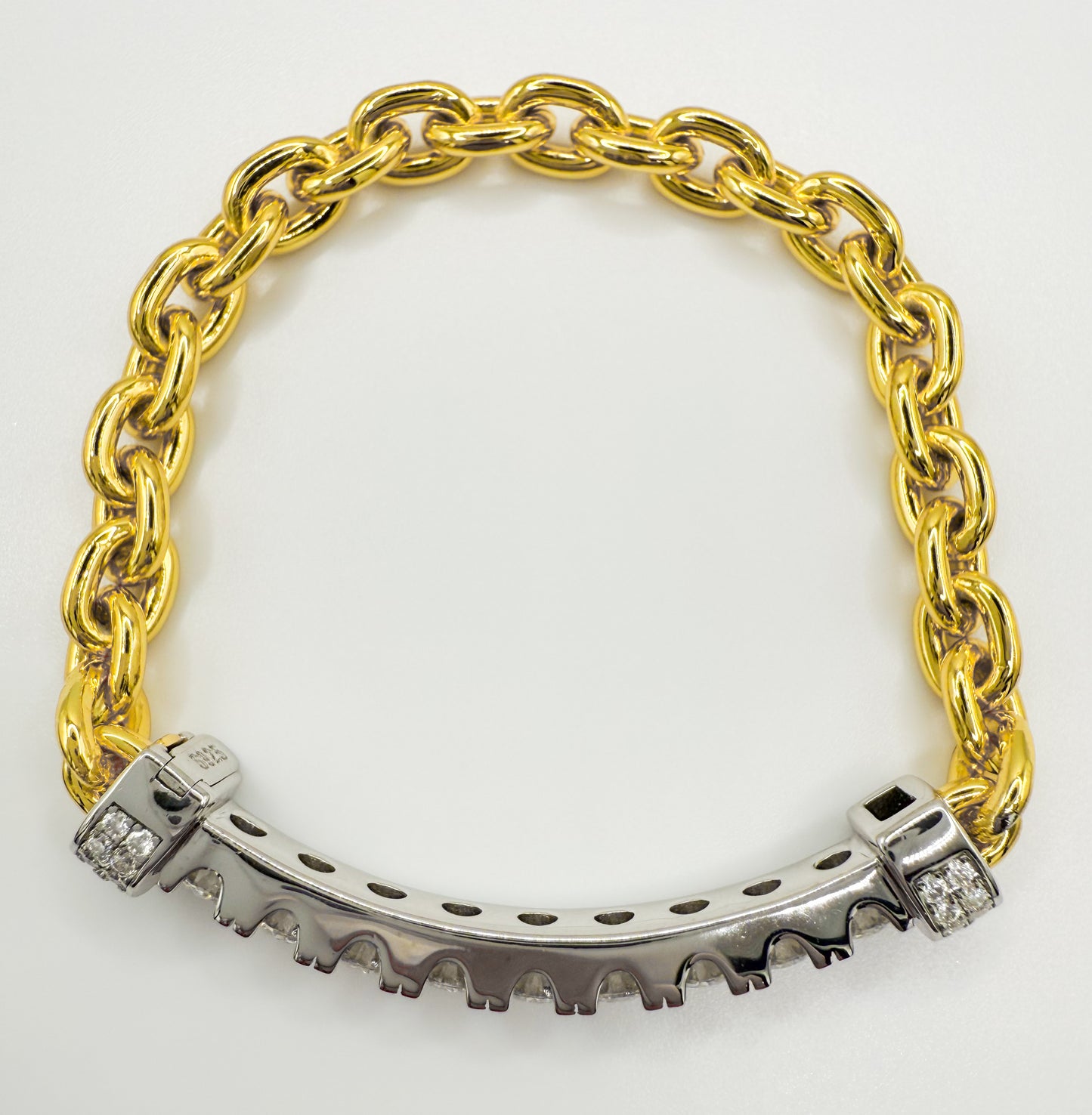 Two Tone Moissaninte Chain Bracelet