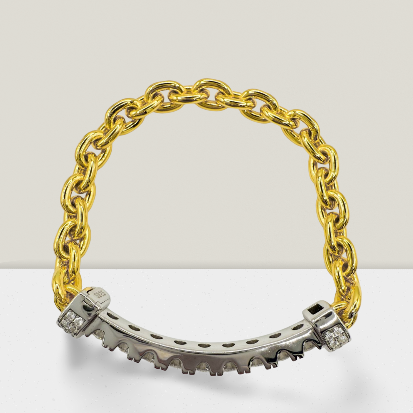 Two Tone Moissaninte Chain Bracelet