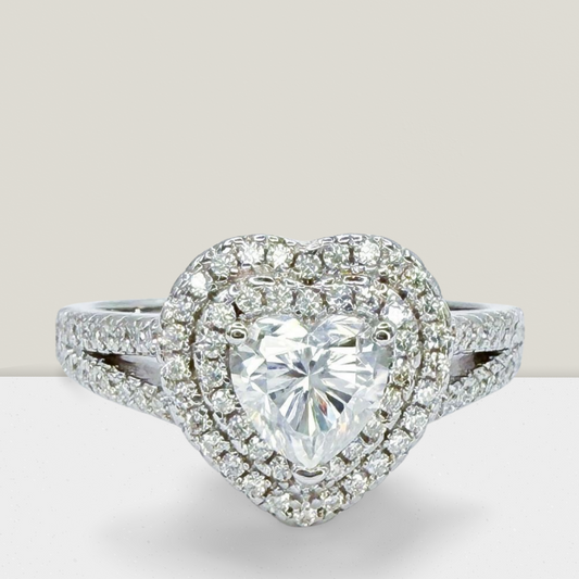 Heart Ring With Double Halo